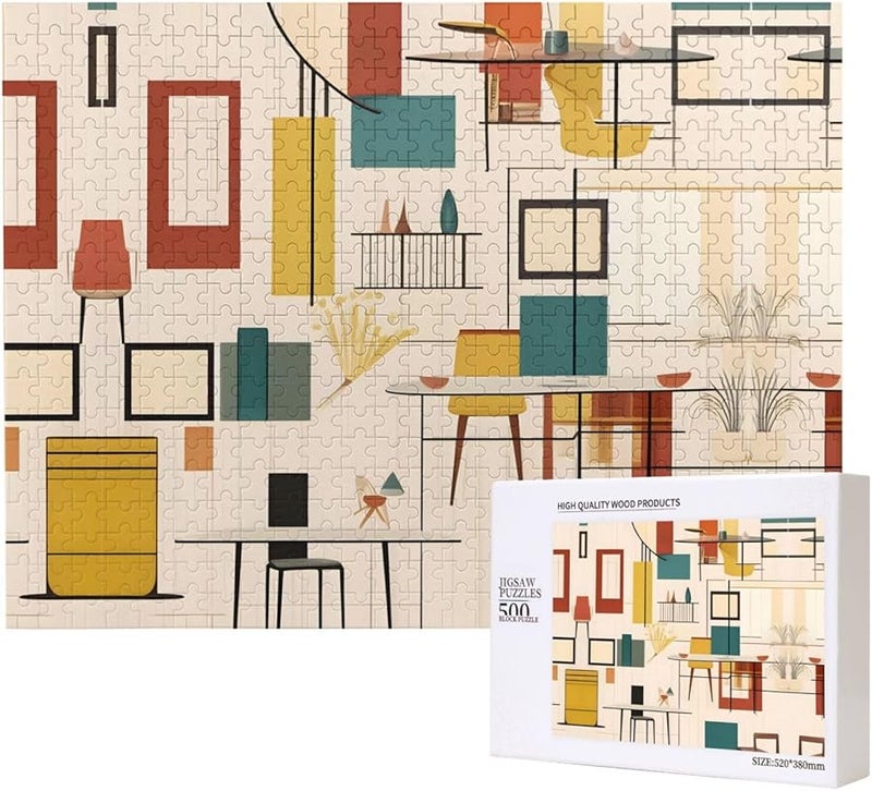 لغز بازل مودرن منتصف القرن من فايا 500 قطعة للكبار ديكور منزلي 20.4 × 15 - Image 1